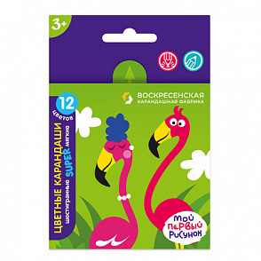 "ВКФ" "Super" SТCP-2012 Набор цветных карандашей, короткие "Фламинго" заточенный 12 цв. – портал поставщиков НСППО - 1