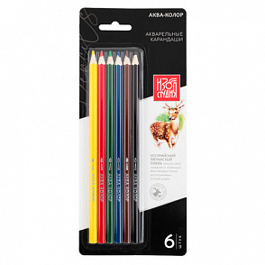 "Аква-колор" "Изостудия" IZO-WCP6B Набор акварельных карандашей заточенный 6 цв. – портал поставщиков НСППО - 1