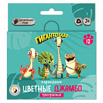 "ВКФ" "Гигантозавр" GGZ-SJCP-6012 Набор цветных трехгранных коротких карандашей Джамбо заточенный 12 цв.