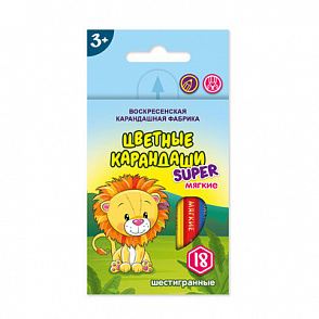 "ВКФ" "Super" SCP-2018 Набор цветных карандашей, короткие "Львенок" заточенный 18 цв. – портал поставщиков НСППО - 1