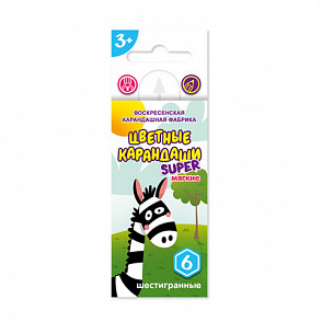 "ВКФ" "Super" SCP-1006 Набор цветных карандашей, короткие "Зебра" заточенный 6 цв. – портал поставщиков НСППО - 1