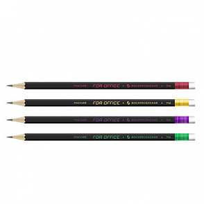 "ВКФ" "For Office" FS03-12Д Карандаш графитный черный матовый с ластиком заточенный ТМ (HB) – портал поставщиков НСППО - 1