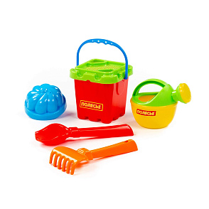 Набор №169: ведро-крепость малое, ситечко-крепость, совок №2, грабельки №2, 1 формочка, лейка малая №3, артикул 5129 – портал поставщиков НСППО - 1
