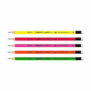 "ВКФ" "Neon way" NW05-12Д Карандаш графитный неоновый с ластиком заточенный ТМ (HB) – портал поставщиков НСППО - 1