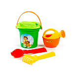 Набор №240: ведро малое, ситечко-цветок, совок №2, грабельки №2, лейка малая №3, Артикул 4535
