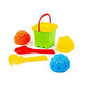 Набор №261: ведро-крепость малое, ситечко-крепость, совок №2, грабельки №2, 3 формочки, артикул 7123 – портал поставщиков НСППО - 5