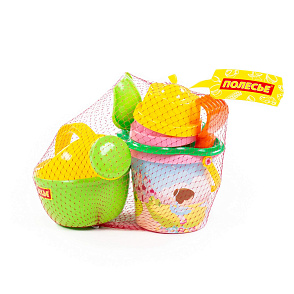 Набор №180: ведро малое с наклейкой, ситечко-цветок, совок №2, грабельки №2, 2 формочки, лейка малая №4, артикул 0597 – портал поставщиков НСППО - 5