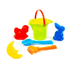 Набор №140: ведро малое с носиком, ситечко-цветок, совок №2, грабельки №2, формочки (заяц + лошадка + месяц), артикул 2883 – портал поставщиков НСППО - 2