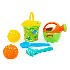 Набор №180: ведро малое с наклейкой, ситечко-цветок, совок №2, грабельки №2, 2 формочки, лейка малая №4, артикул 0597 – портал поставщиков НСППО - 2