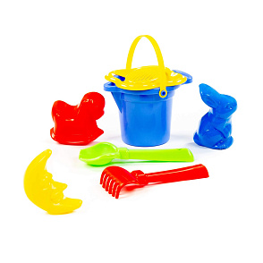 Набор №140: ведро малое с носиком, ситечко-цветок, совок №2, грабельки №2, формочки (заяц + лошадка + месяц), артикул 2883 – портал поставщиков НСППО - 5