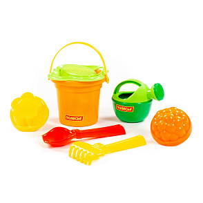 Набор №238: ведро малое, ситечко-цветок, совок №2, грабельки №2, 2 формочки, лейка малая №3, Артикул 4528 – портал поставщиков НСППО - 5