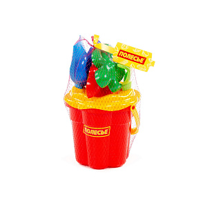 Набор №307: ведро-цветок среднее №3, ситечко-цветок среднее №3, лопатка №5, грабельки №5, формочки (краб №2 + морской конёк + ракушка №2 + черепаха), артикул 35578 – портал поставщиков НСППО - 6