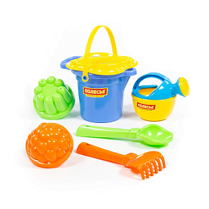 Набор №349: ведро малое с носиком, ситечко-цветок, совок №2, грабельки №2, 2 формочки, лейка малая №3, артикул 4917 – портал поставщиков НСППО - 4