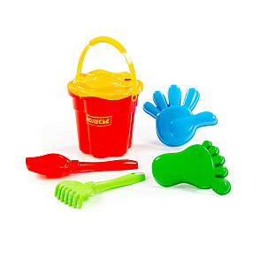 Набор №308: ведро-цветок среднее №3, ситечко-цветок среднее №3, лопатка №5, грабельки №5, формочки (ладошка + ножка), артикул 35585 – портал поставщиков НСППО - 4