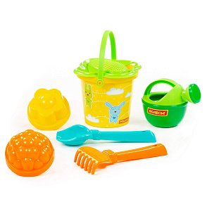 Набор №228: ведро малое с наклейкой, ситечко-цветок, совок №2, грабельки №2, 2 формочки, лейка малая №3, артикул 0559 – портал поставщиков НСППО - 6