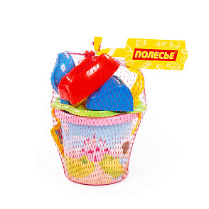 Набор №250: ведро малое с наклейкой, ситечко-цветок, совок №2, грабельки №2, формочки (заяц + лошадка + месяц), артикул 3529 – портал поставщиков НСППО - 4