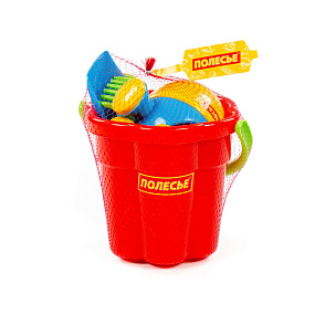 Набор №166: ведро-цветок большое, лопатка №5, грабельки №5, формочки (котёнок + медведь), лейка малая №4, Артикул 4986 – портал поставщиков НСППО - 5