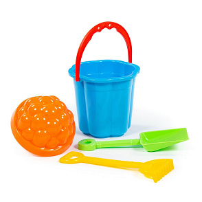 Набор №65: ведро-цветок малое, лопатка малая №3, грабельки малые №3, 1 формочка, артикул 3584 – портал поставщиков НСППО - 2